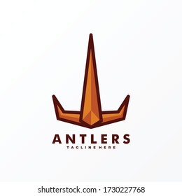Vector Logo Illustration Antlers Mascot Cartoon Style.