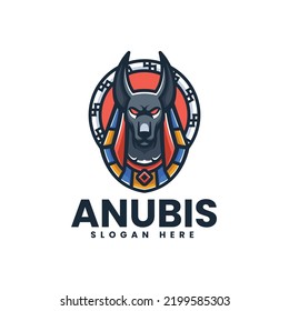 Vektorlogo Illustration Anubis Mascot Cartoon Style.