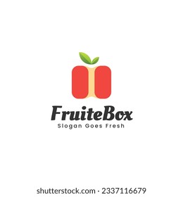 Vector Logo Illustration  Apple Box Gradient Colorful Style.