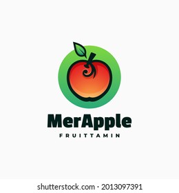 Vector Logo Illustration Apple Gradient Colorful Style.