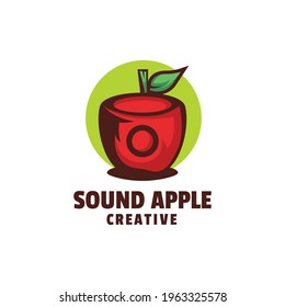 Vector Logo Illustration Apple Simple Mascot Style.