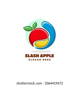 Vector Logo Illustration Apple Simple Mascot Style.