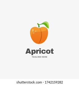Vector Logo Illustration Apricot Gradient Colorful Style.