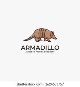 Vector Logo Illustration Armadillo Walking Line Art