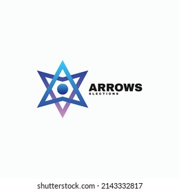 Vector Logo Illustration Arrows Gradient Colorful Style.