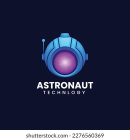 Vector Logo Illustration Astronaut Gradient Colorful Style