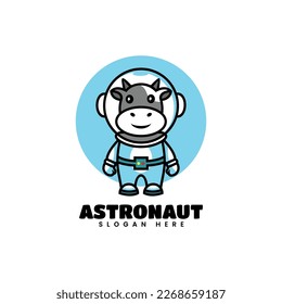 Vector Logo Illustration Astronaut Mascot Cartoon Style.