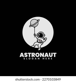 Vector Logo Illustration Astronaut Mascot Cartoon Style.