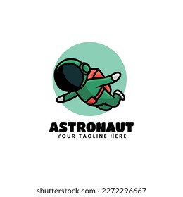 Vector Logo Illustration Astronaut Mascot Cartoon Style.
