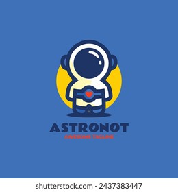 Vector Logo Ilustración Astronauta Mascota Estilo De Dibujos Animados.