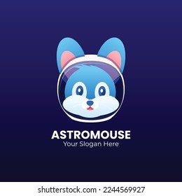 Vector Logo Illustration Astronaut Mouse Gradient Style.