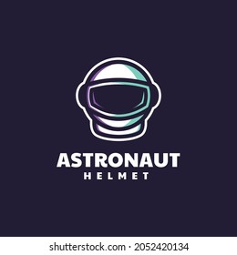 Vector Logo Illustration Astronaut Simple Mascot Style.