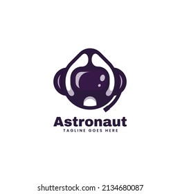 Vector Logo Illustration Astronaut Simple Mascot Style.