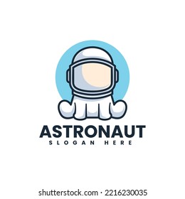 Vector Logo Illustration Astronaut Simple Mascot Style