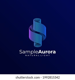 Vector Logo Illustration Aurora Gradient Colorful Style.