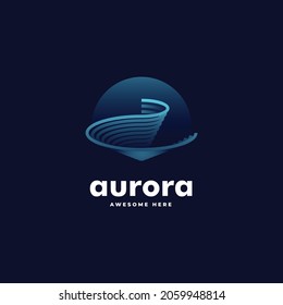 Vector Logo Illustration Aurora Gradient Line Art Colorful Style.