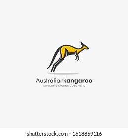 Vector Logo Illustration Australian Kangaroo Mascot Cartoon