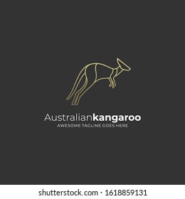 Vector Logo Illustration Australian Kangaroo Line Art