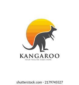 Vector Logo Illustration Australian Kangaroo Mascot Cartoon