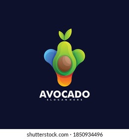 Vector Logo Illustration Avocado Gradient Colorful Style.