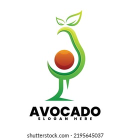 Vector Logo Illustration Avocado Gradient Colorful Style