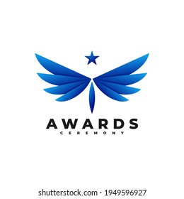 Vector Logo Illustration Awards Gradient Colorful Style.