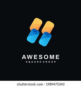 Vector Logo Illustration Awesome Gradient Colorful Style.