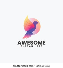 Vector Logo Illustration Awesome Gradient Colorful Style.