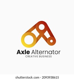 Vector Logo Illustration Axle Alternator Gradient Line Art Style.