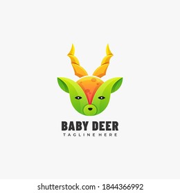 Vector Logo Illustration Baby Deer Gradient Colorful Style.