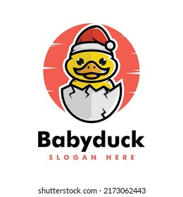 Vector Logo Illustration Baby Duck Mascot Cartoon Logo.