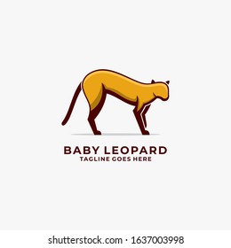 Vector Logo Illustration Baby Leopard Angry Mascot Cartoon