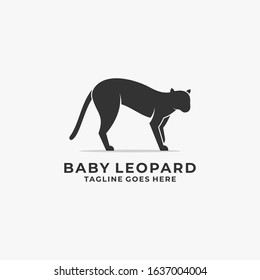 Vector Logo Illustration Baby Leopard Angry Silhouette