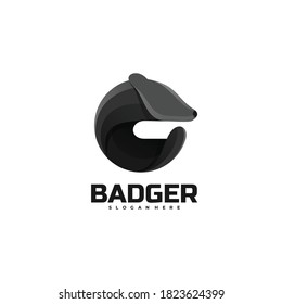 Vector Logo Illustration Badger Gradient Colorful Style.