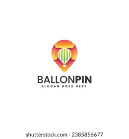 Vector Logo Illustration Ballon Pin Gradient Colorful Style