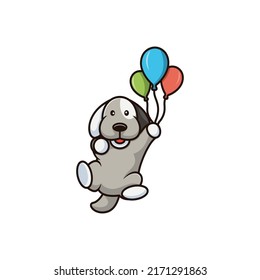 Vector Logo Illustration Balloon Day Mascot Cartoon Style.