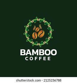 Vector Logo Illustration Bamboo Coffee Gradient Colorful Style 