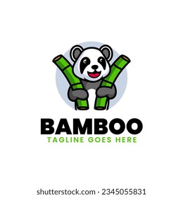 Vector Logo Illustration Bamboo Mascot Cartoon Style.