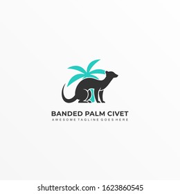 Vector Logo Illustration Banded Palm Civet Sitting silhouette