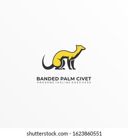 Vector Logo Illustration Banded Palm Civet Sitting Mascot Cartoon