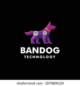 Vector Logo Illustration Bandog Gradient Colorful Style.