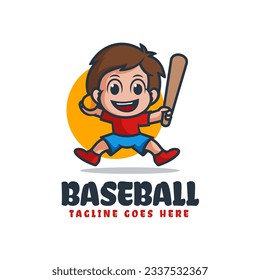 Vector Logo Illustration Baseball Mascot Cartoon Style.