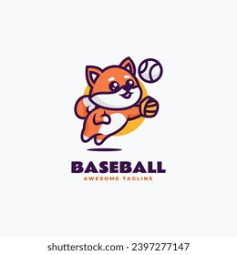 Vector Logo Illustration Baseball Mascot Cartoon Style.