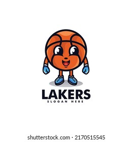 Vector Logo Illustration Basketball Mascot Cartoon Style.