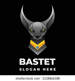 Vector Logo Illustration Bastet Gradient Colorful Style.