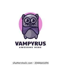 Vector Logo Illustration Bat Simple Mascot Style.