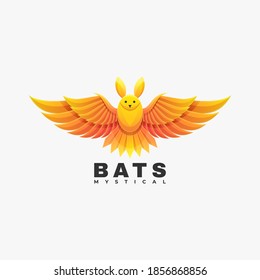 Vector Logo Illustration Bats Gradient Colorful Style.