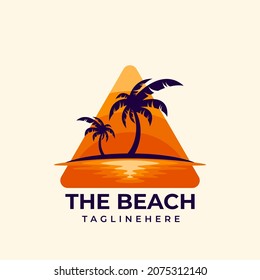 Vector Logo Illustration Beach and Palm 