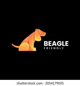 Vector Logo Illustration Beagle Gradient Colorful Style.