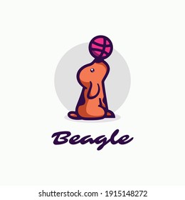 Vector Logo Illustration Beagle Simple Mascot Style.